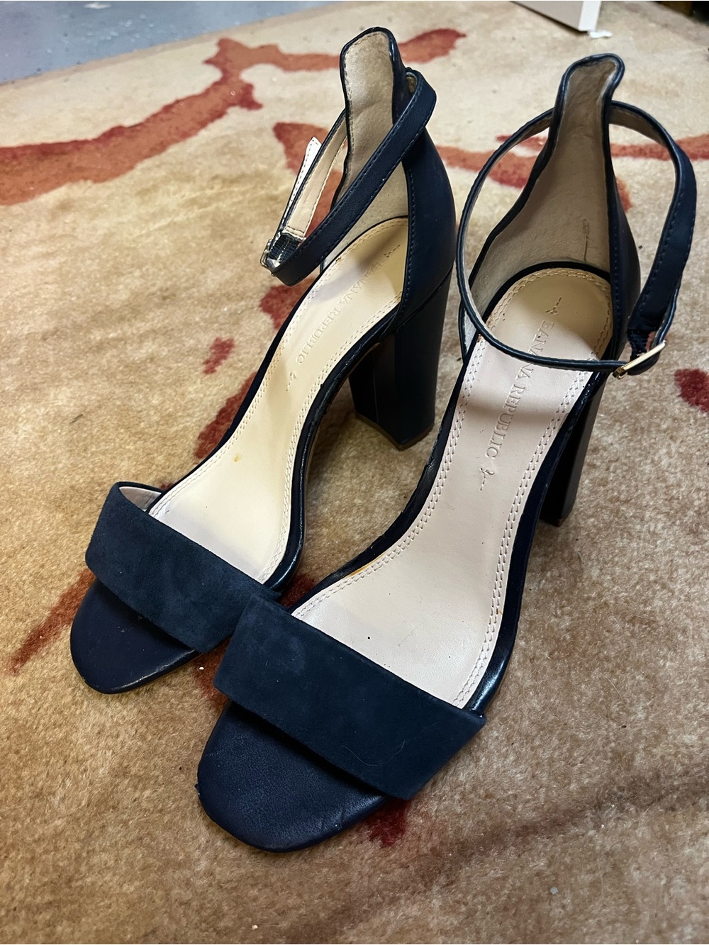 Banana Republic Women’s Suede Block Heel Sandals with Ankle Strap